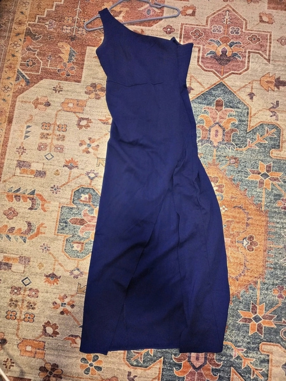 Lulus Blue One Shoulder Maxi Dress With Slit